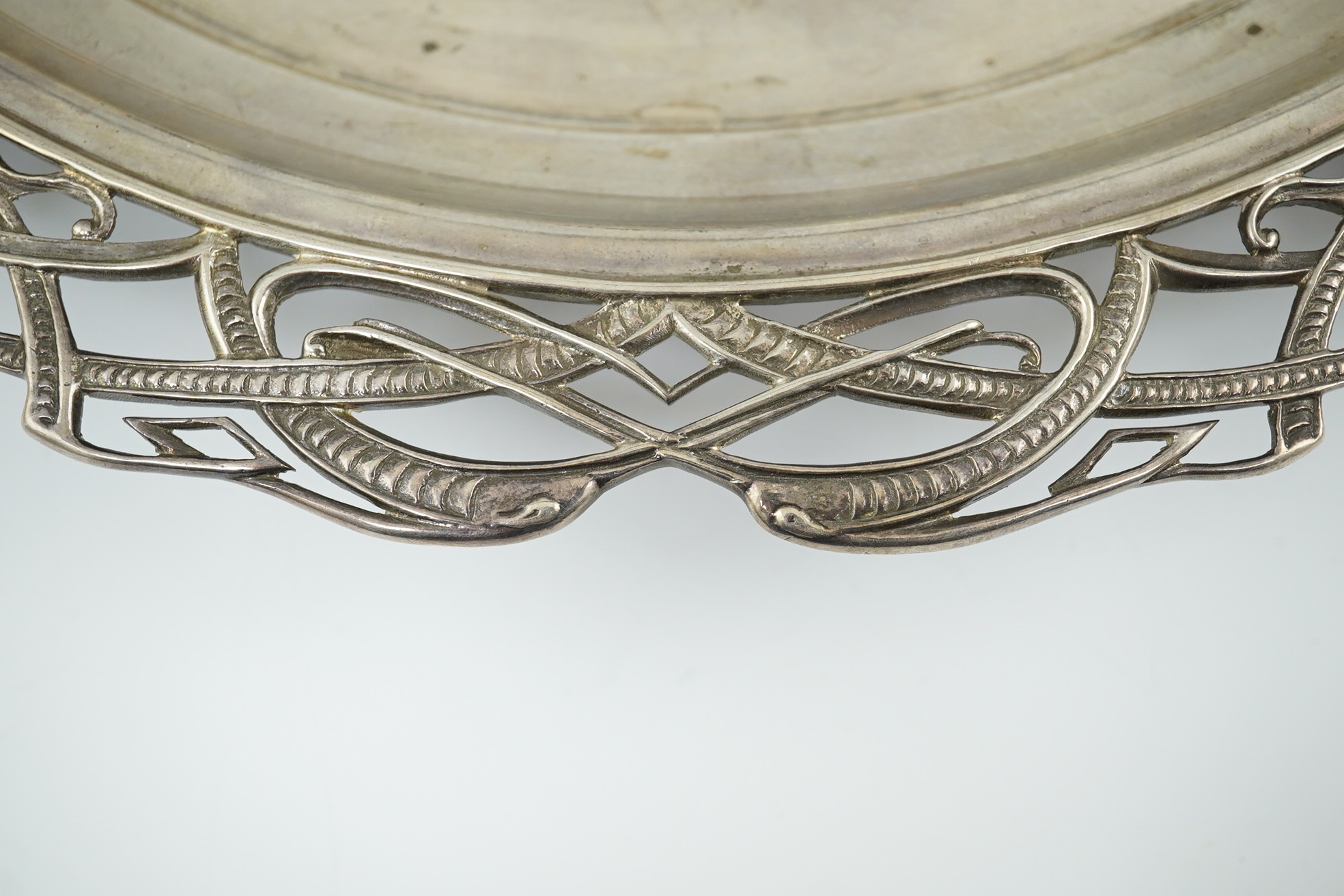 A George V silver salver with pierced Celtic border, by Atkin Brothers